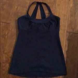 Navy racer back work out top